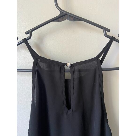 Papermoon Sheer Black Flowing Sleeveless Blouse With Keyhole Neckline, Small - Picture 4 of 7